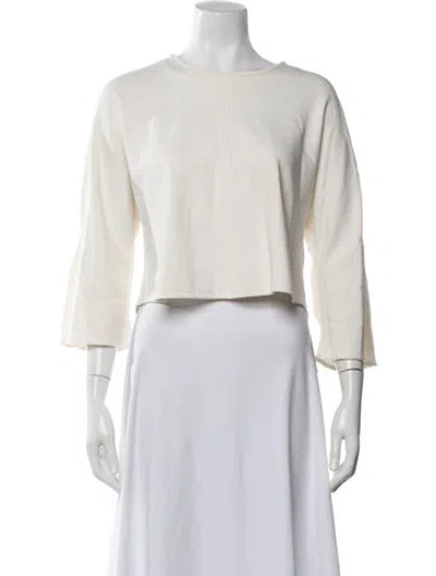 Pre-owned Tibi Crew Neck Three-quarter Sleeve Top In White