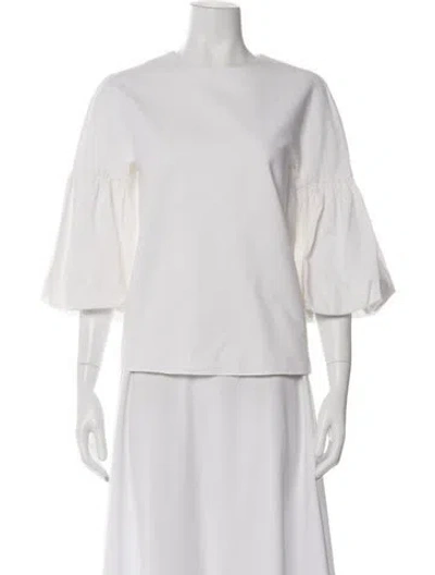 Pre-owned Tibi Crew Neck Three-quarter Sleeve Top In White