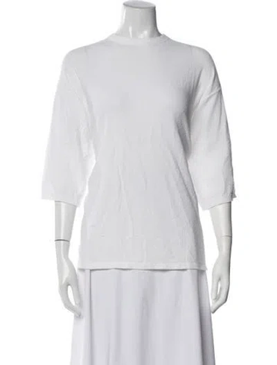 Pre-owned Tibi Crew Neck Three-quarter Sleeve Top In White