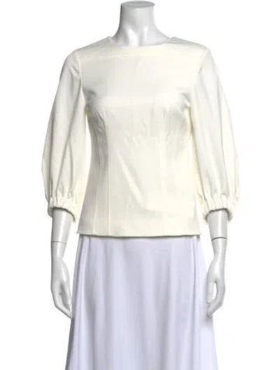Pre-owned Tibi Crew Neck Three-quarter Sleeve Top In White