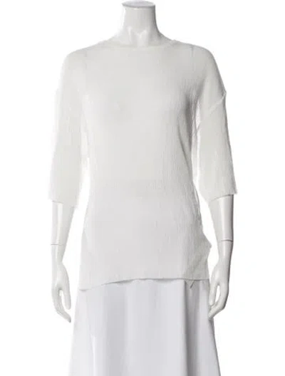 Pre-owned Tibi Crew Neck Three-quarter Sleeve Top In White