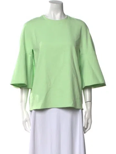 Pre-owned Tibi Crew Neck Three-quarter Sleeve T-shirt In Green