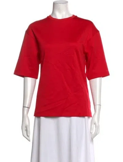 Pre-owned Tibi Crew Neck Three-quarter Sleeve T-shirt In Red