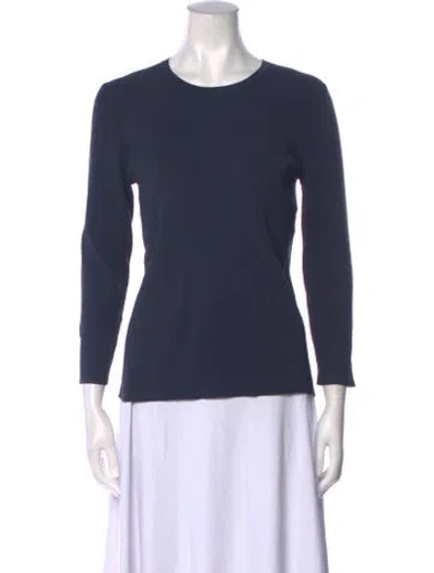 Pre-owned Tibi Crew Neck Three-quarter Sleeve T-shirt W/ Tags In Blue