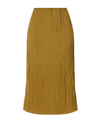 Tibi Crinkle Charmeuse Midi Skirt In Yellow