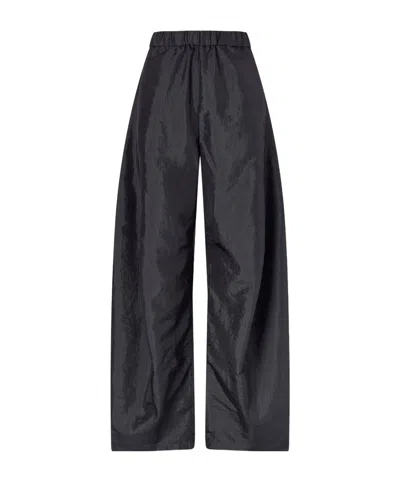 Tibi Crinkled-shell Barrel-leg Pants In Black