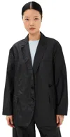 Tibi Crispy Nylon Liam Blazer Black In Black