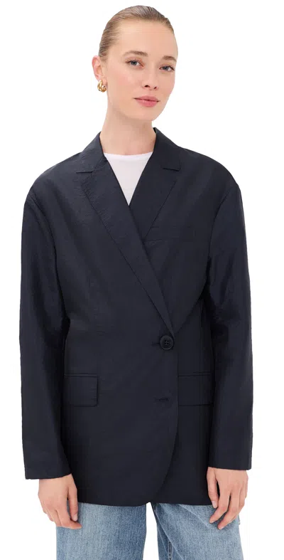 Tibi Crispy Nylon Liam Blazer Navy In Black