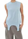 Tibi Crispy Sleeveless Sweater In Baby Blue In Blue