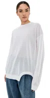 Tibi Crispy Sweater With Cut Out Detail Optic White In Optic White