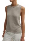 Tibi Criss Cross Sleeveless Sweater In Light Stone In Gray