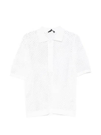 Tibi Crochet Polo Shirt In White