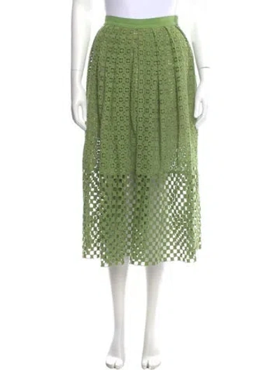 Pre-owned Tibi Crochet Trim Midi Length Skirt In Green