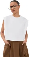 Tibi Cropped Square Blouse White In White