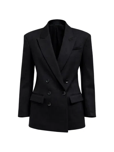 Tibi Cut-out Double-breasted Blazer In Black