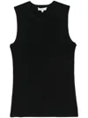 Tibi Cutout-detail Ribbed Top In Black