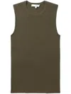 Tibi Giselle Stretch Sweater Circle Openback Tank In Wood In Green
