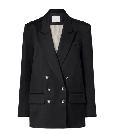 Tibi Cut-out Double-breasted Blazer In Black