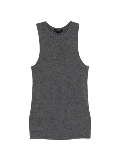 Tibi Cut-out Knit Tank Top In Gray