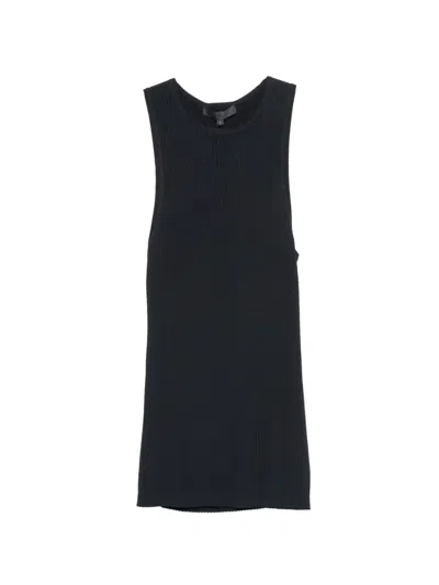 Tibi Cut-out Ribbed-knit Tank Top In Blue