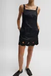 Tibi Daisy Embroidery Short Dress In Black
