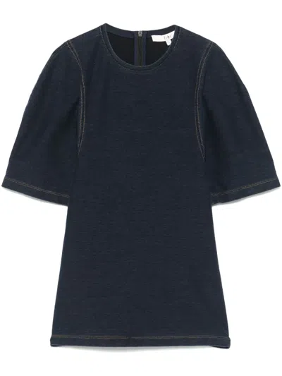 TIBI DENIM SHRUNKEN T-SHIRT
