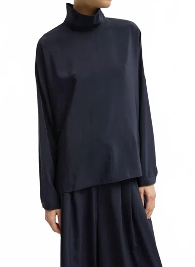 Tibi Dolman Sleeve Funnel Neck Top In Navy In Blue