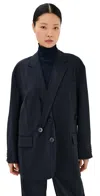 Tibi Dominic Pinstripe Detached Lapel Liam Blazer Navy Multi In Navy Multi