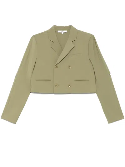 Tibi Doppelreihiger Cropped-blazer In Grün