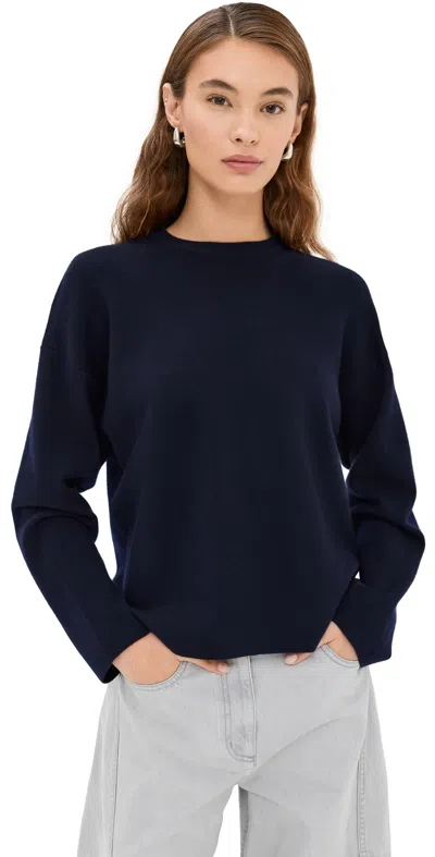 Tibi Double Faced Cashmere Oversized Easy Sweater Dark Navy