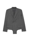Tibi Double-breasted Wool Blazer In Gray