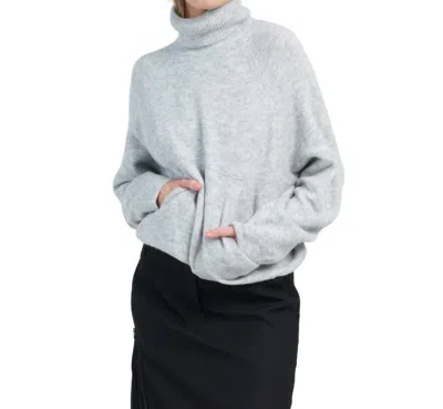 Tibi Douillet Turtleneck Easy Pullover In Light Heather Grey