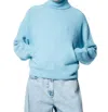 Tibi Douillet Turtleneck Easy Pullover In Maldives Blue In Multi