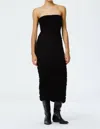 TIBI DRAPEY JERSEY RUCHED SKIRT IN BLACK