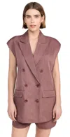 Tibi Drapey Suiting Oversized Double Breasted Vest Cinnamon In Cinnamon