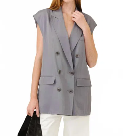 Tibi Drapey Suiting Oversized Double Breasted Vest In Deep Violet In Gray
