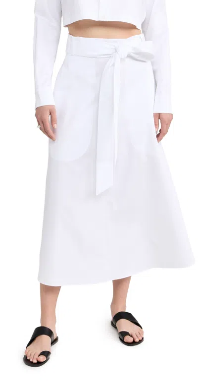 Tibi Eco Poplin Back Wrap Skirt White