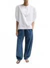 Tibi Eco Poplin Balloon Origami Top In White In White