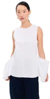 Tibi Eco Poplin Side Drape Top White In White