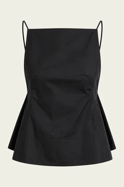 Tibi Eco Poplin Strappy Open Back Top In Black