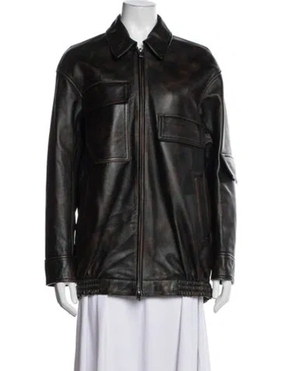 Pre-owned Tibi Eel Skin Biker Jacket In Black