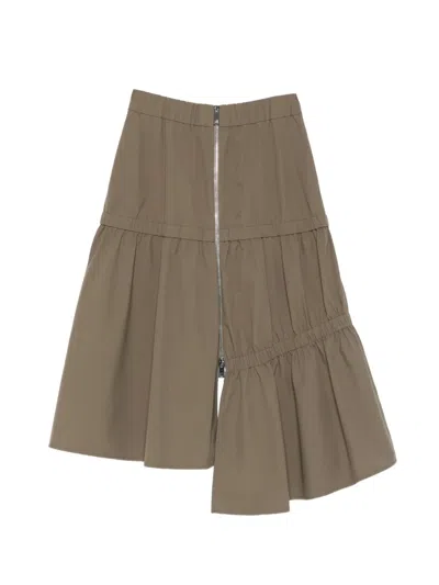 Tibi Elasticated Asymmetrical Skirt In Nude