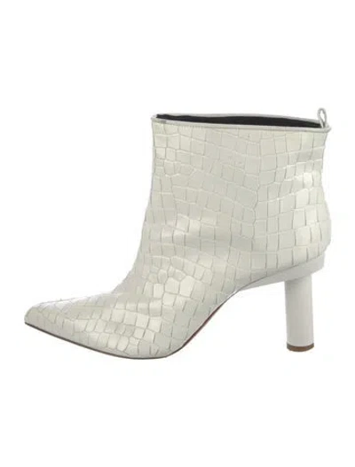Pre-owned Tibi Embossed Leather Animal Print Boots In White
