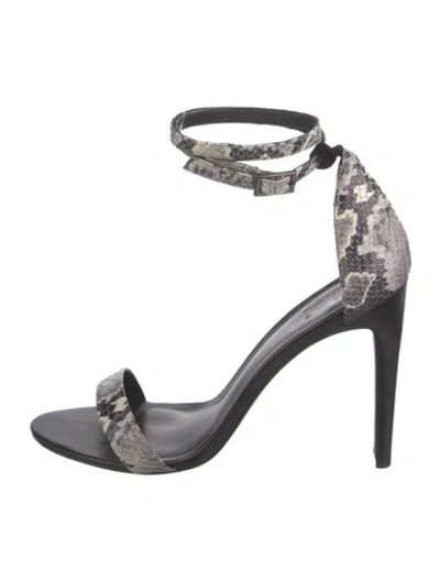 Pre-owned Tibi Embossed Leather Animal Print Sandals In Multi