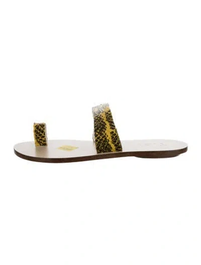 Pre-owned Tibi Embossed Leather Animal Print Sandals In Neutrals