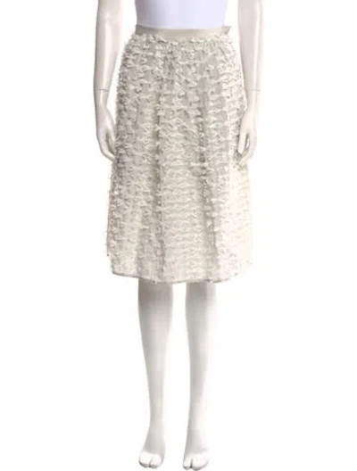 Pre-owned Tibi Embroidered Accent Knee-length Skirt In White