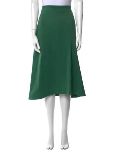 Pre-owned Tibi Embroidered Accent Midi Length Skirt In Green