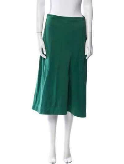 Pre-owned Tibi Embroidered Accent Midi Length Skirt In Green