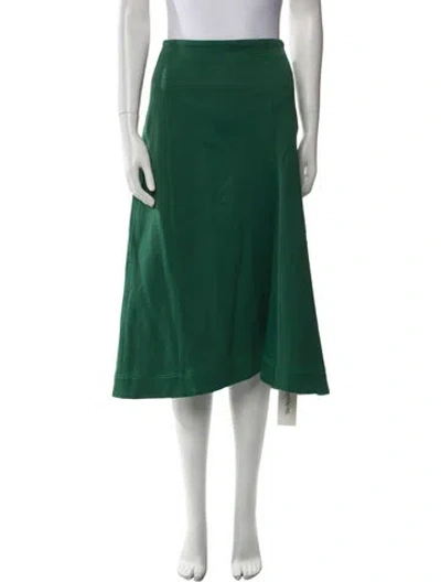 Pre-owned Tibi Embroidered Accent Midi Length Skirt In Green