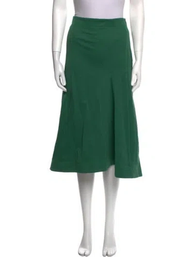 Pre-owned Tibi Embroidered Accent Midi Length Skirt In Green